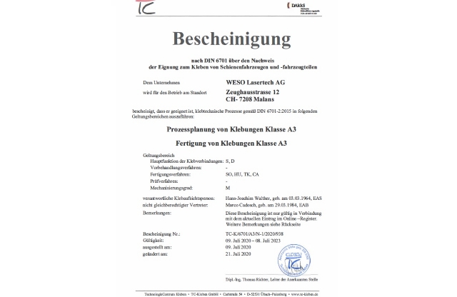 Bild zu Zertifiziert nach DIN 6701